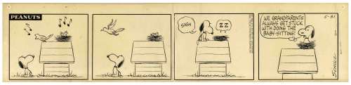 Charles Schulz Hand-Drawn ’’Peanuts’’ Comic Strip From 1962 -- Charming Snoopy Strip Pays Homage to Grandparents Everywhere | Nate Sanders