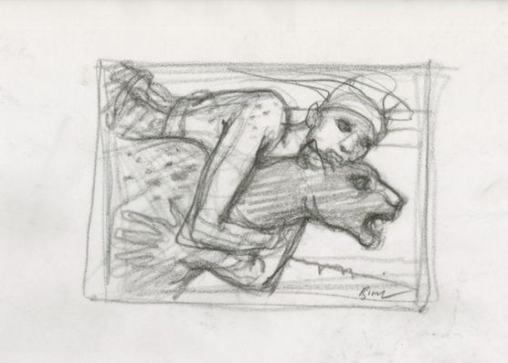 Enki Bilal | GRAPHITE IN PROGRESS 3 – Dessin original 74 | Galerie Barbier