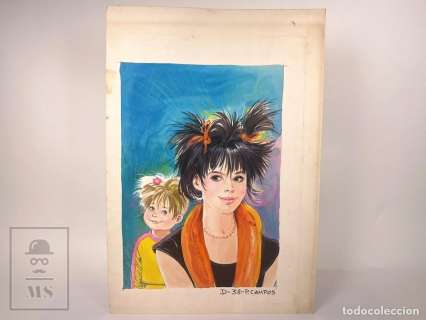 Obra Original Portada Revista Pecosa Nº 22 1986 Purita Campos Técnica Mixta 34,5 x 49,7 cm