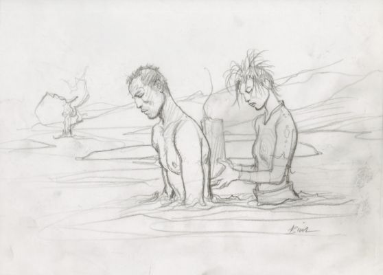 Enki Bilal | GRAPHITE IN PROGRESS 3 – Dessin original 56 | Galerie Barbier