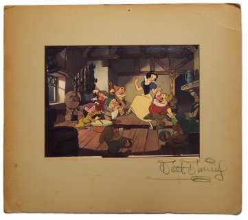 Walt Disney Signed Mat Showcasing ’’Snow White and the Seven Dwarfs’’ Dye Transfer Print | Nate Sanders