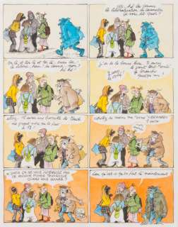 Claire Bretécher - Agrippine  Encre de Chine et de couleur pour un gag en