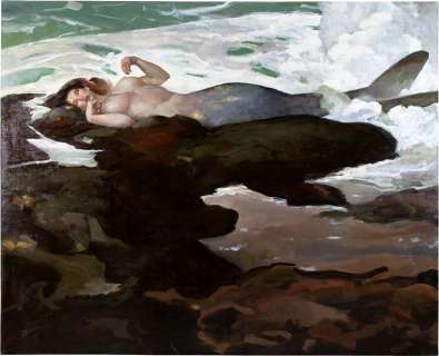 Jeffrey Jones - spectrum 6 ‘she awaits! ‘ humongous published sexy nude mermaid painting (over 18 years old to view! )