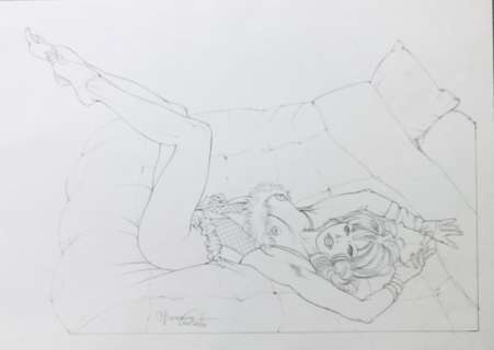 Giovanna Casotto | Giovanna Casotto - - illustrazione originale a matita 25x35 - firmata - Page volante - Exemplaire unique | Catawiki