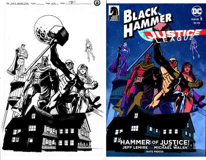 Shawn Crystal - Justice League: Hammer of Justice! #5 Cover (Batman, Wonder Woman, Superman, Black Hammer, Barbalien, Colonel Weird!) 2019