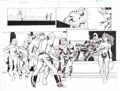 Rick Leonardi | Rann Thanagar: Holy War #1 (Adam Strange Special) Pages 14 & 15 (Inked) | Rick Leonardi