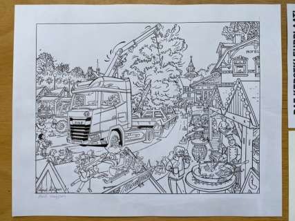 Kuijpers, Henk | Franka - Origineel van Kerstkleurplaat voor DAF + kleurplaat + Prent: Wow | Catawiki