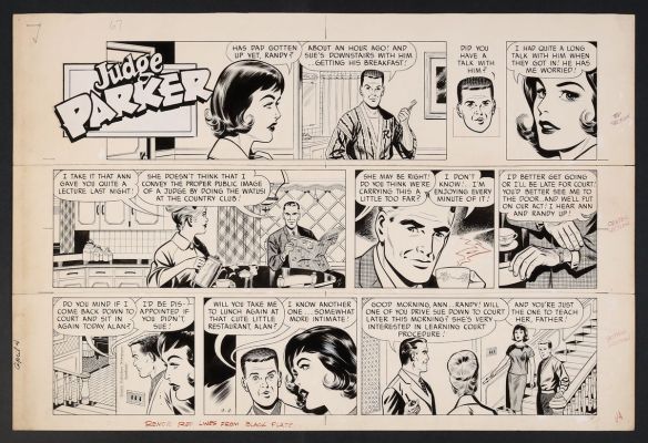 Original Art for the Judge Parker Comic Strip (4/4/1965) with Color Guide | mycomicshop.com (Buy It Now)