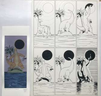 Torres, Daniel | Torres, Daniel - Original page + original colour drawing - Tom el dinosaurio - Tom provoca un eclipse - (2005/2020) | Catawiki