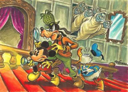 Joan Vizcarra | Mickey Mouse, Donald Duck and Goofy - House of the Seven Haunts! - Tribute to Floyd Gottfredson - Original Painting - Joan Vizcarra - Acrylic Art - Original Artwork | Catawiki