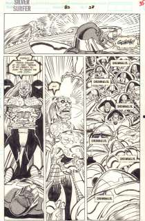 Ron Lim, Tom Christopher - Silver Surfer #82 P.28 / 35 - Terrax And Robotic Soldiers Vs. Morg - 1993 Signed