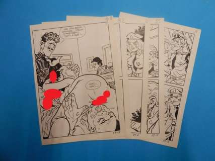 Sandro Angiolini | La Poliziotta n. 39 - Sandro Angiolini - 5x Tavola Originale "Violenza al posto di polizia" - Page volante - Exemplaire unique - (1983) | Catawiki