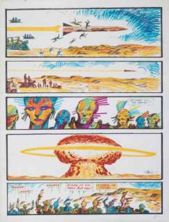 Druillet | Â«Un arrive! Un arrive!Â» Grande planche aux feutres de couleurs | Tessier Sarrou