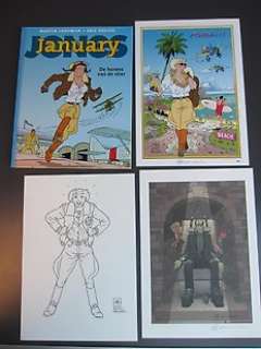 Eric Heuvel | January Jones 5 - De horens van de stier - originele tekening + 2 gesigneerd prenten - Cartonné - (2014) | Catawiki