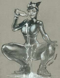 Bleda, Sergio | Bleda, Sergio - Original Drawing - Catwoman Loves Milk - Size: 28 x 21 cm - Original Artwork | Catawiki