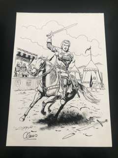 Claus Scholz | De Rode Ridder - Originele tekening door Scholz Claus - De Rode Ridder op riddertornooi - Formaat A3 42 cm x 29,7 cm | Catawiki