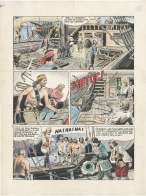 Pierre Le Guen | Capitaine Chérubin, Planche 3, éditée dans le magazine Lucky Luke 10 | Galerie 9ème Art