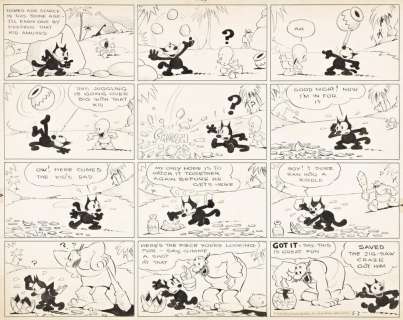 [OTTO MESSMER (1892-1983)] (PAT SULLIVAN). [COMICS / FELIX] "Homes are scarce in this stone age." * "My Kingdom for a pair of roller sk