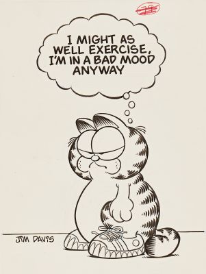 Jim Davis Original "Garfield" Artwork -- Done for the Famous Garfield "Exercise" Poster | Nate Sanders