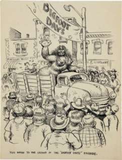 Robert Crumb Unpublished Whiteman Meets Bigfoot Illustration Original Art (1977). Lady Bigfoot waves to the - | Heritage
