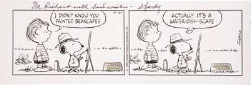 Charles Schulz Peanuts Daily Comic Strip Original Art dated 4-21-92 (United Feature Syndicate, 1992). Snoopy, - | Heritage