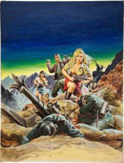 Earl Norem True Men July 1965 Cover Original Art (1965). He-man action-adventure as you like it. This piece has an -