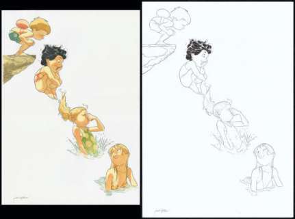 Jordi Lafebre - Couverture originale, accompagnée de sa première étape - La Calanque - Les beaux étés