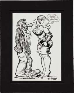 Robert Crumb (as "R. Scum") Snatch Comics #1 Inside Back Cover Illustration Original Art (Apex - | Heritage