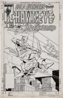 Mark Bright and Joe Rubinstein Solo Avengers #1 Hawkeye and Mockingbird Cover Original Art (Marvel, 1987). -