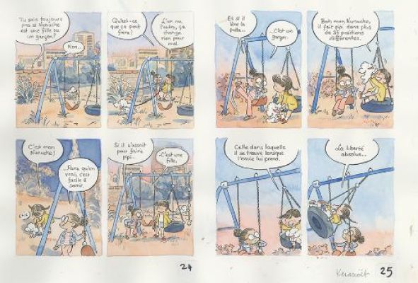 Marie Kerascoët | Nunuche, Tome 2, Ronronne chez la baronne, Planche 24-25 | Galerie 9ème Art