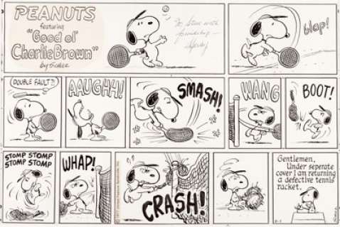 Charles Schulz Peanuts Sunday Comic Strip Snoopy Original Art dated 8-7-77 (United Feature Syndicate, - | Heritage