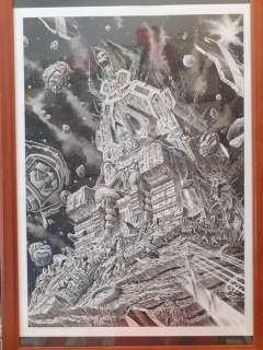 Giorgio Comolo | Giorgio Comolo Illustrazione originale - Silver Surfer e Galactus illustrazione originale - Page volante - EO - (2018) | Catawiki