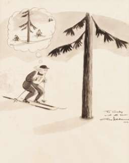 Charles Addams Skier Cartoon Variant Unpublished Illustration Original Art (1973). The original Charles Addams - | Heritage