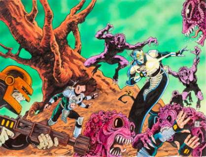 Frank Cirocco Alien Legion: Slaughterworld Wrap-Around Cover Painting Original Art (Marvel/Epic, 1991). Used as -