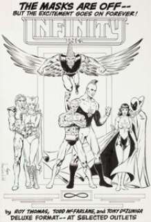 Todd McFarlane and Tony DeZuniga Infinity Inc. Ad Illustration Original Art (DC, c. 1983). This house ad -