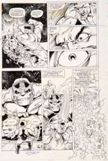 Ron Lim and Bruce N. Solotoff Infinity Gauntlet #4 Page 10 Hulk and the Vision Original Art (Marvel, 1991). -