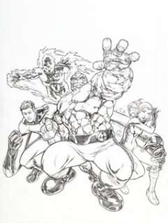 Michael Ryan Marvel Adventures Fantastic Four #0 Penciled Cover Original Art (Marvel, 2005). Penciled art -