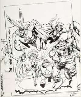 Rick Hoberg Captain Carrot and his Amazing Zoo Crew #17 Cover Original Art (DC, 1983). Leaping Lettuce! It‘s -