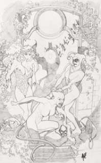 Adam Hughes - Batman, Poison Ivy, Catwoman and Harley Quinn Warner Brothers Store Design (DC, 2010)....