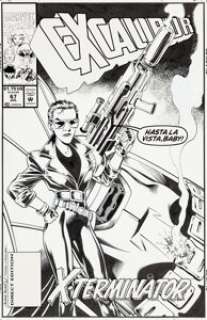 Alan Davis and Mark Farmer Excalibur #67 Cover Original Art (Marvel, 1993). Kitty Pryde stands in front of -