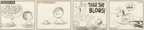 Charles Schulz Peanuts Daily Comic Strip Snoopy Original Art dated 8-23-57 (United Feature Syndicate, 1957).... | Heritage