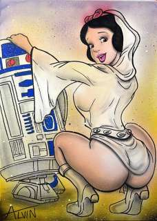 Alvin Silvrants | Snow White Star Wars Leia “no underwear in space” - Original drawing in colour by Alvin Silvrants | Catawiki