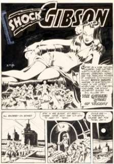  - Bob Fujitani Speed Comics #38 Complete 8-Page "Shock Gibson" Story Original Art (Harvey Comics, 1945).... (Total: 8 Original Art)