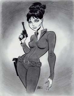 Bruce Timm - modesty blaise fully detailed penciled & inked pinup