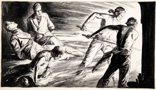 John R. Flanagan Collier‘s 6-9-34 "The Trail of Fu Manchu" Part 7 Illustration Original Art (Crowell P...