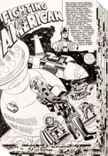 Joe Simon - Fighting American #2 Unpublished Complete 9-Page Story Original Art (Harvey, 1966).