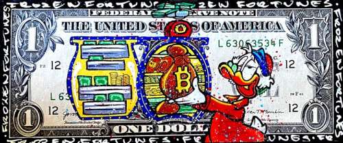 Moabit | Moabit Collection - Uncle Scrooge - Frozen Fortunes - painted on a 1$ note | Catawiki