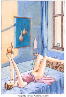 Nizzoli, Marco - Marco Nizzoli Lying Woman Illustration Original Art (undated)....