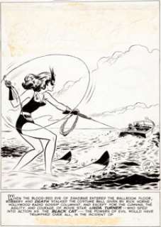 Elias, Lee | Lee Elias Black Cat Comics #7 Cover and Splash Original Art (Harvey, 1947).... | Heritage