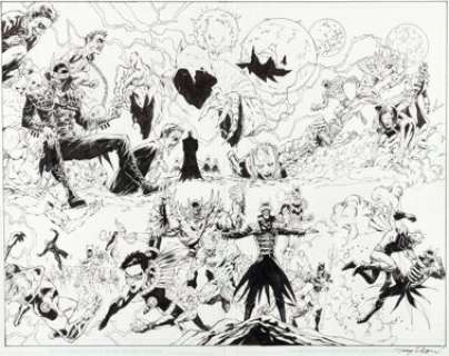 Daniel, Tony - Tony Daniel Dark Nights: Death Metal Legends of the Dark Knights Double Splash Pages 6 & 7 Original Art (DC , 2020... (Total: 2 Original Art)